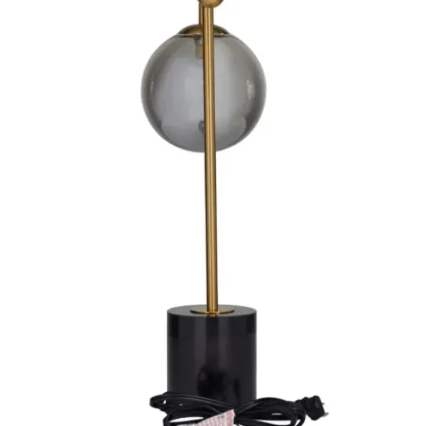 Table Lamps-Kirkland's Home Gold Metal Smoked Glass Shade Table Lamp Gray