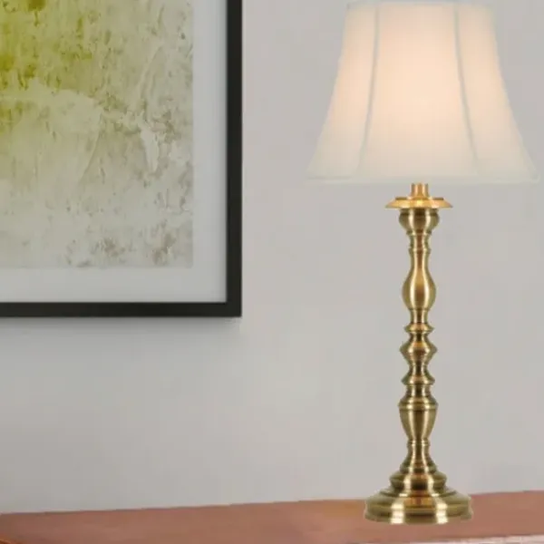 Table Lamps-Kirkland's Home Gold Metal Spindle Table Lamp White
