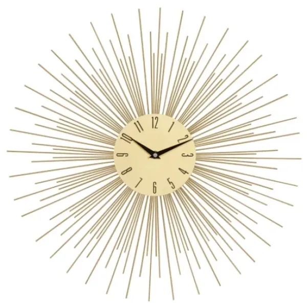 Clocks-Kirkland's Home Gold Metal Sunburst Wall Clock