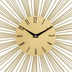 Clocks-Kirkland's Home Gold Metal Sunburst Wall Clock
