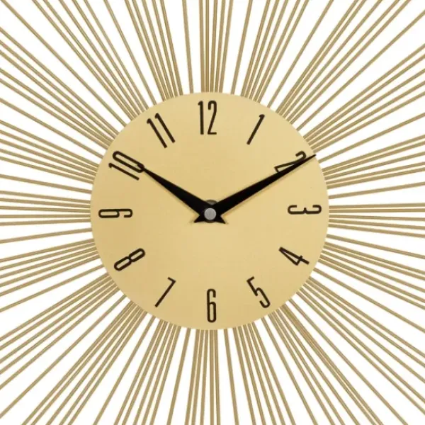 Clocks-Kirkland's Home Gold Metal Sunburst Wall Clock