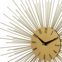 Clocks-Kirkland's Home Gold Metal Sunburst Wall Clock