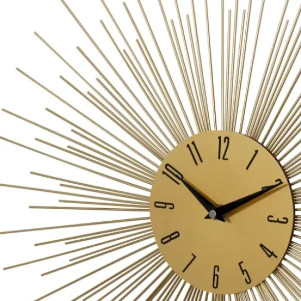 Clocks-Kirkland's Home Gold Metal Sunburst Wall Clock