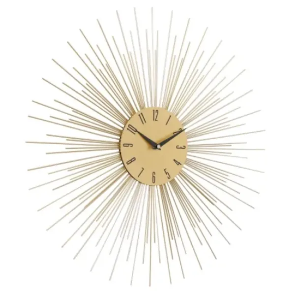 Clocks-Kirkland's Home Gold Metal Sunburst Wall Clock
