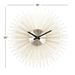 Clocks-Kirkland's Home Gold Metal Sunburst Wall Clock