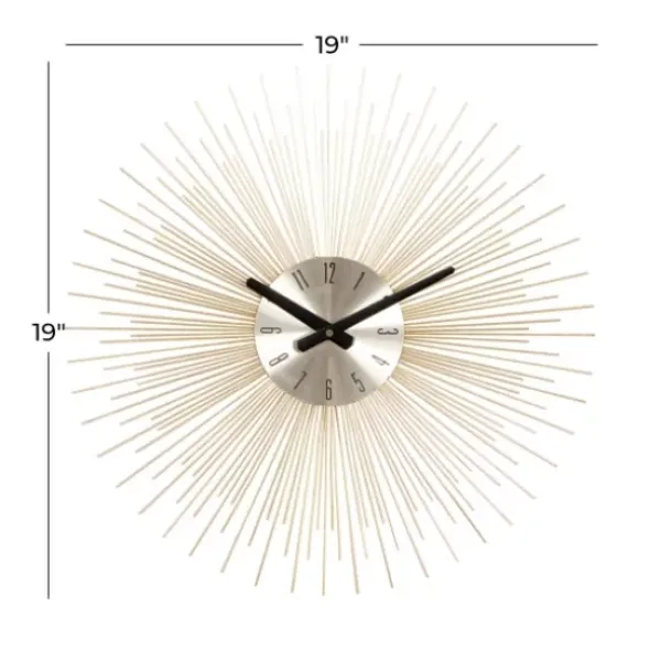 Clocks-Kirkland's Home Gold Metal Sunburst Wall Clock
