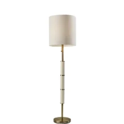 Floor Lamps-Kirkland's Home Gold Metal Trellis Accented Floor Lamp Gold/Ivory