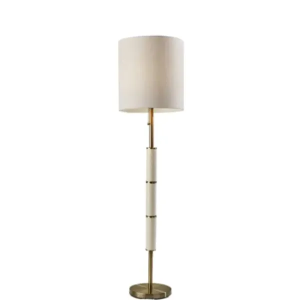 Floor Lamps-Kirkland's Home Gold Metal Trellis Accented Floor Lamp Gold/Ivory