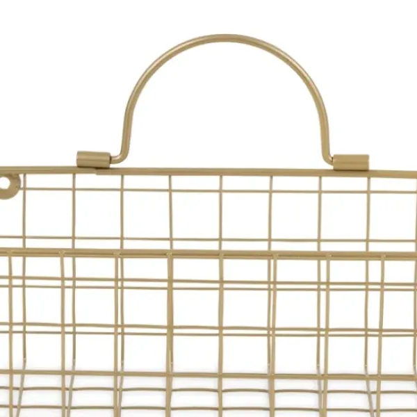 Wall Storage-Kirkland's Home Gold Metal Wire Cage Wall Baskets, Set Of 2