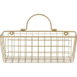 Wall Storage-Kirkland's Home Gold Metal Wire Cage Wall Baskets, Set Of 2