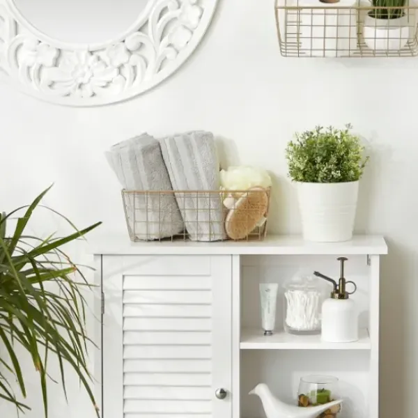 Wall Storage-Kirkland's Home Gold Metal Wire Cage Wall Baskets, Set Of 2