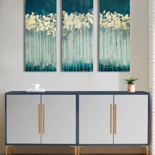 Canvas Art-Kirkland's Home Gold Midnight Forest Canvas Art Prints, Set Of 3 Blue/Gold