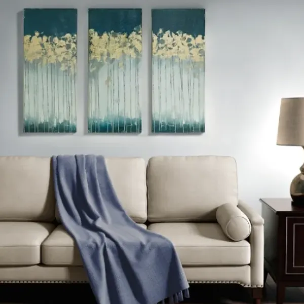 Canvas Art-Kirkland's Home Gold Midnight Forest Canvas Art Prints, Set Of 3 Blue/Gold
