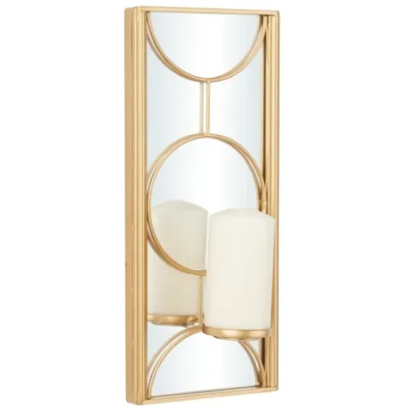 Sconces-Kirkland's Home Gold Mirrored Geometric Sconce
