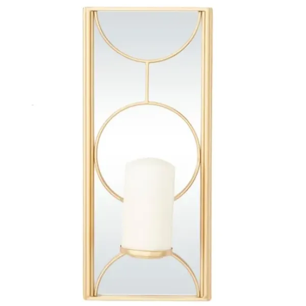 Sconces-Kirkland's Home Gold Mirrored Geometric Sconce