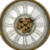 Clocks-Kirkland's Home Gold Moving Gears Open Wall Clock