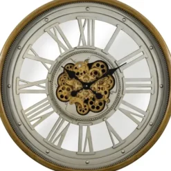 Clocks-Kirkland's Home Gold Moving Gears Open Wall Clock