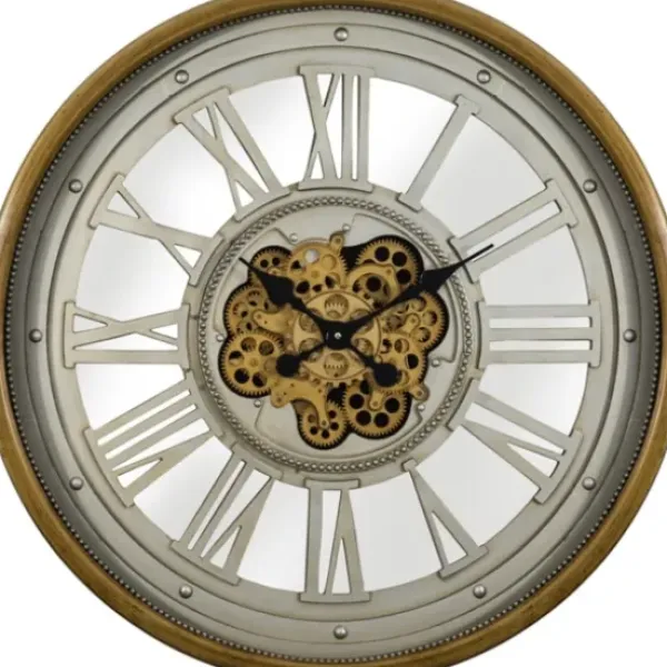 Clocks-Kirkland's Home Gold Moving Gears Open Wall Clock