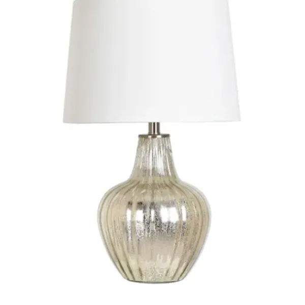 Table Lamps-Kirkland's Home Gold Ribbed Mercury Glass Table Lamp White