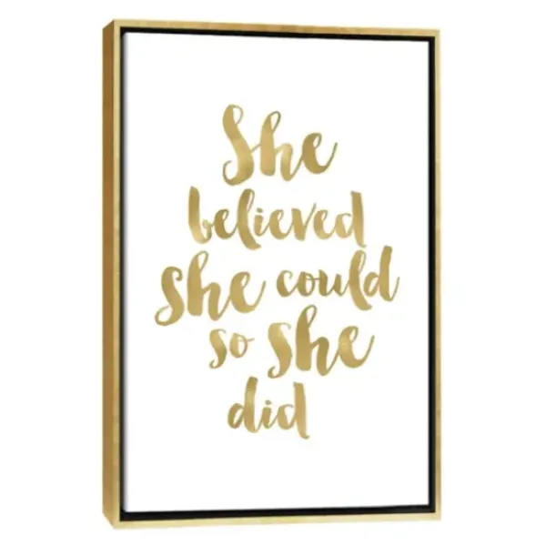 Wall Quotes & Signs-Kirkland's Home Gold She Believed She Could Canvas Wall Plaque White/Gold