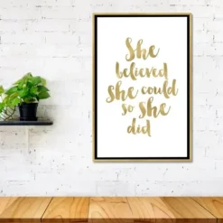 Wall Quotes & Signs-Kirkland's Home Gold She Believed She Could Canvas Wall Plaque White/Gold