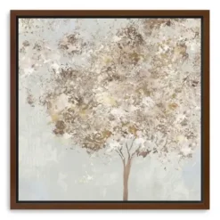 Framed Art-Kirkland's Home Gold Shimmering Tree Framed Canvas Art Print Gray/Brown/Gold