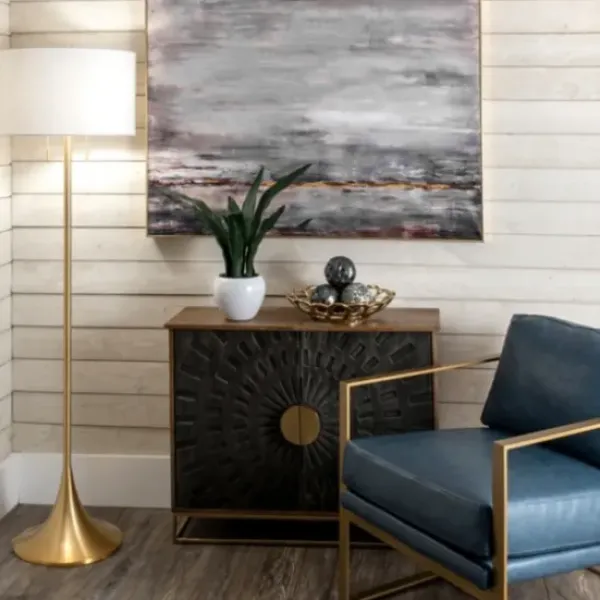 Floor Lamps-Kirkland's Home Gold Sleek Modern Floor Lamp White
