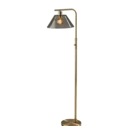 Floor Lamps-Kirkland's Home Gold Smoked Glass Floor Lamp Gray