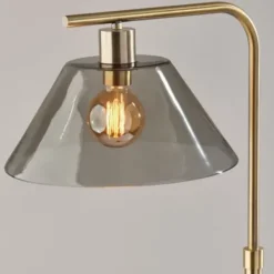 Floor Lamps-Kirkland's Home Gold Smoked Glass Floor Lamp Gray