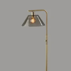 Floor Lamps-Kirkland's Home Gold Smoked Glass Floor Lamp Gray