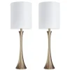 Table Lamps-Kirkland's Home Gold Sparkle Shade Tapered Table Lamps, Set Of 2 White
