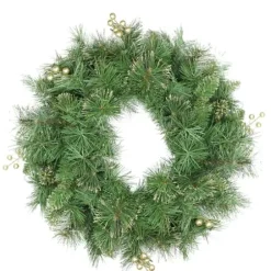 Wreaths-Kirkland's Home Gold Tipped Pine Needle And Berries Wreath Green/Gold