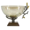 Decorative Bowls & Jars-Kirkland's Home Gold Tipped Walnut Wood Glass Bowl Brown/Gold