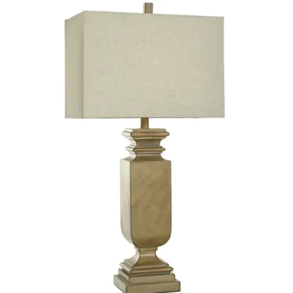 Table Lamps-Kirkland's Home Gold Traditional Rectangular Table Lamp Gold/Tan