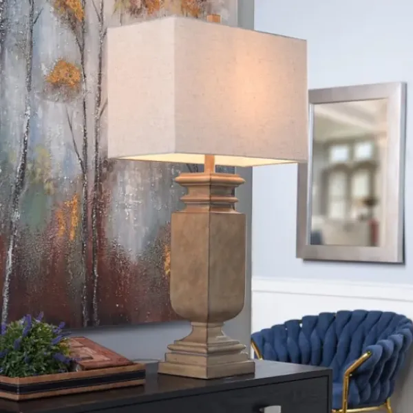 Table Lamps-Kirkland's Home Gold Traditional Rectangular Table Lamp Gold/Tan