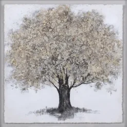 Framed Art-Kirkland's Home Gold Tree Rice Paper Framed Art Print Gold/White