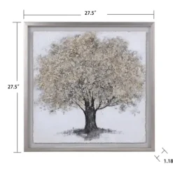 Framed Art-Kirkland's Home Gold Tree Rice Paper Framed Art Print Gold/White