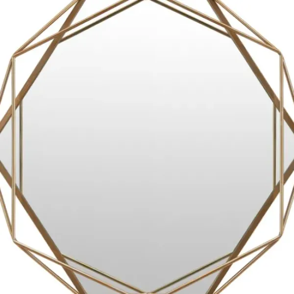 Decorative Mirrors-Kirkland's Home Gold Wire Metal Hexagon Frame Wall Mirror
