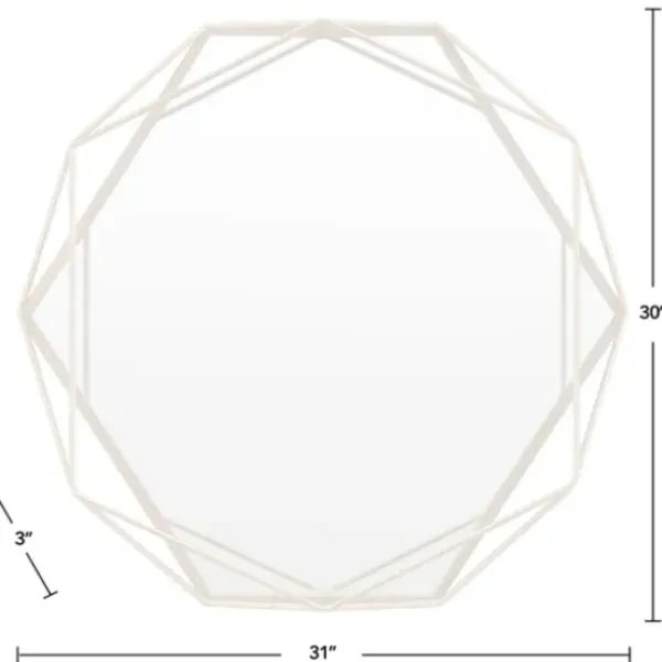 Decorative Mirrors-Kirkland's Home Gold Wire Metal Hexagon Frame Wall Mirror