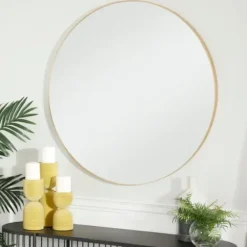 Decorative Mirrors-Kirkland's Home Gold Wood Round Frame Mirror