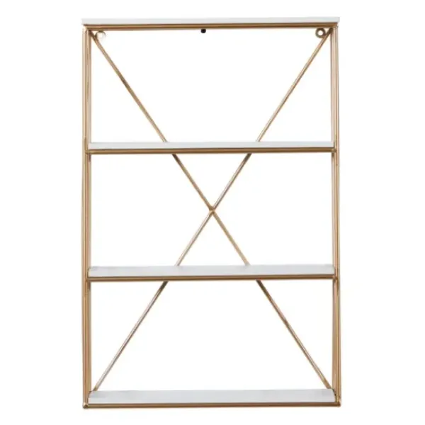 Shelves-Kirkland's Home Gold X-Frame Daisy White Wood Wall Shelf