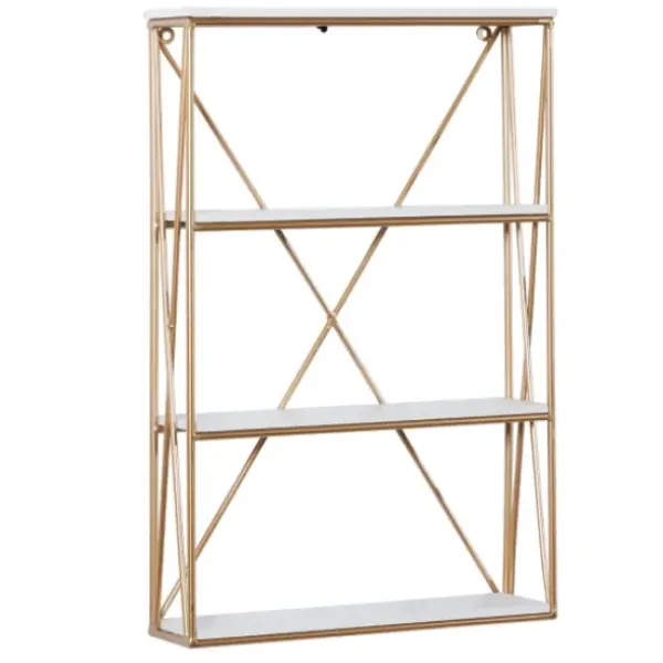 Shelves-Kirkland's Home Gold X-Frame Daisy White Wood Wall Shelf