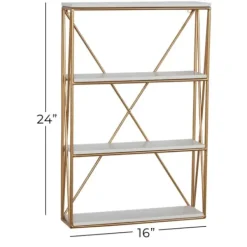 Shelves-Kirkland's Home Gold X-Frame Daisy White Wood Wall Shelf