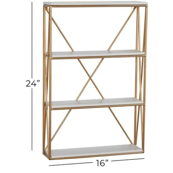 Shelves-Kirkland's Home Gold X-Frame Daisy White Wood Wall Shelf