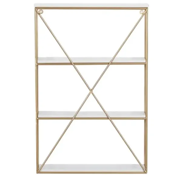 Shelves-Kirkland's Home Gold X-Frame Daisy White Wood Wall Shelf