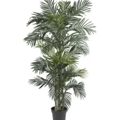 Trees & Topiaries-Kirkland's Home Golden Cane Palm Silk Tree, 6.5 Ft.
