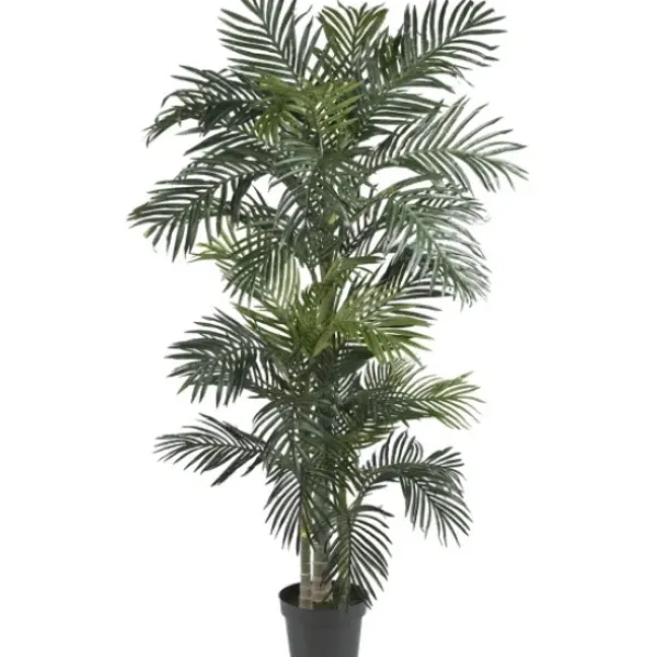 Trees & Topiaries-Kirkland's Home Golden Cane Palm Silk Tree, 6.5 Ft.