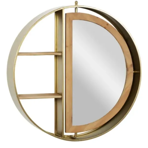 Shelves-Kirkland's Home Golden Floating Shelf With Half-Moon Mirror