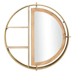 Shelves-Kirkland's Home Golden Floating Shelf With Half-Moon Mirror