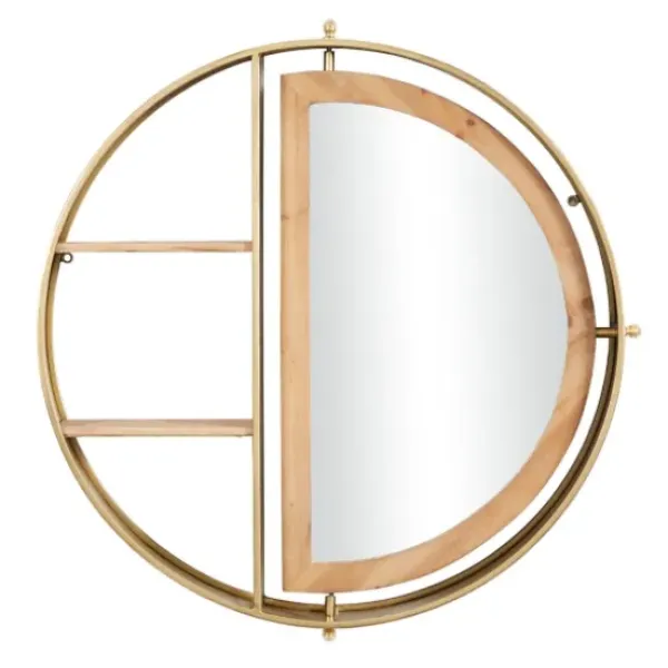 Shelves-Kirkland's Home Golden Floating Shelf With Half-Moon Mirror